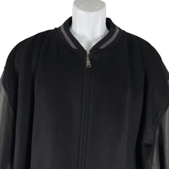 Kirkland Signature Varsity Jacket Mens 2XL Black Wool Leather Preppy CJ-1985 - Picture 3 of 12